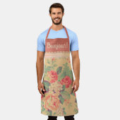 Shabby Chic Vintage Rose Bonjour Schürze (Getragen)