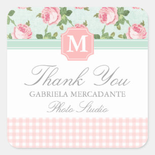 Shabby & Chic Vintage Rose Floral Personalisiert Quadratischer Aufkleber