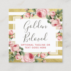 Shabby Chic Vintage Rose Gold Strip Social Media Quadratische Visitenkarte