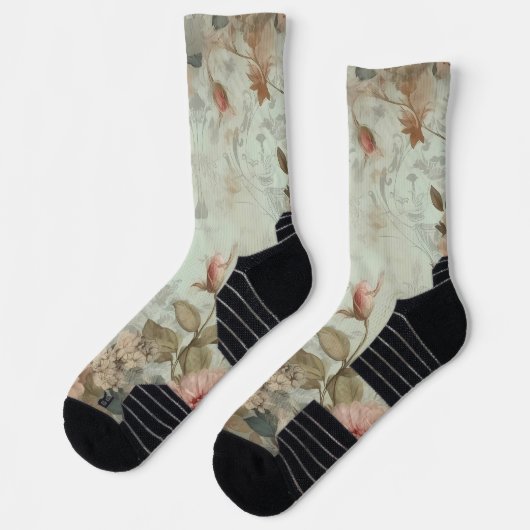 Shabby Chic Vintage Rose Hintergrund Socken (Links)