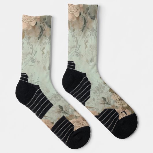 Shabby Chic Vintage Rose Hintergrund Socken (Rechts)