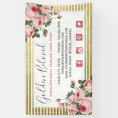 Shabby Chic Vintage Rose & Moderne Goldstreifen Banner (Vertikal)
