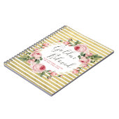 Shabby Chic Vintage Rose & Moderne Goldstreifen Notizblock (Linke Seite)