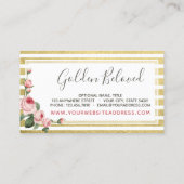 Shabby Chic Vintage Rose & Moderne Goldstreifen Visitenkarte (Rückseite)