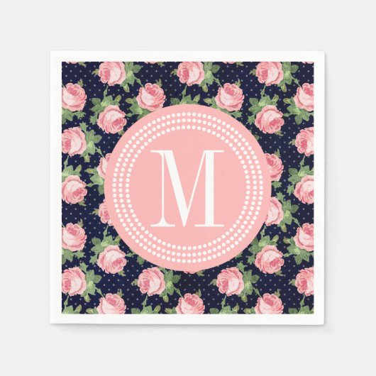 Shabby & Chic Vintage Rose Personalisiert Serviette (Vorderseite)