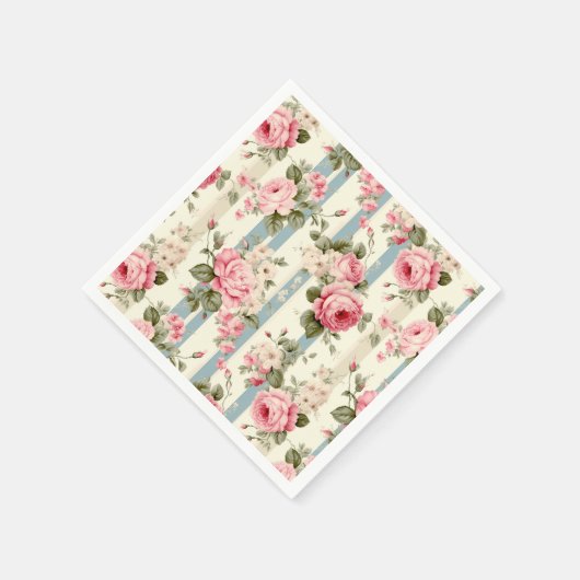 Shabby Chic Vintage Rose Serviette (Ecke)