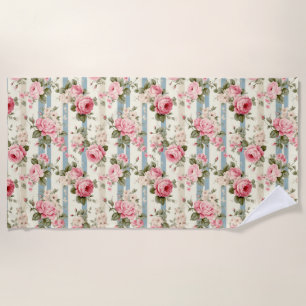 Shabby Chic Vintage Rose Strandtuch
