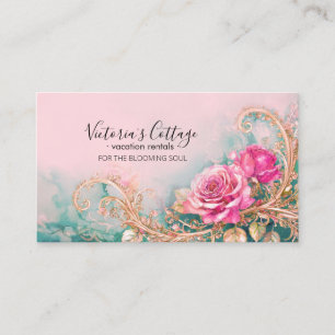 Shabby & Chic Vintage-Rosen-Blumen personalisierte Visitenkarte