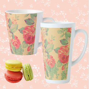 Shabby Chic Vintage-Rosen-Blumenmuster Milchtasse