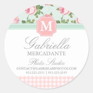 Shabby & Chic Vintage-Rosen-Blumenmuster personali Runder Aufkleber