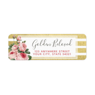 Shabby Chic Vintage Rosen & Gold Rücksendeadresse