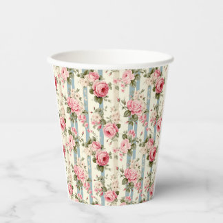 Shabby Chic Vintage Rosen Pappbecher