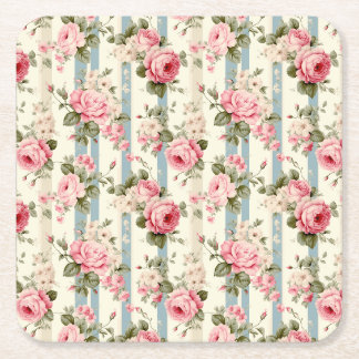 Shabby Chic Vintage Rosen Rechteckiger Pappuntersetzer