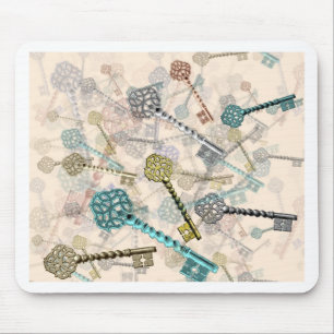 Shabby-Chic-Vintage-Schlüsselprint, dezent, blasse Mousepad