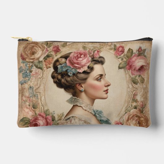 Shabby Chic Vintage Victorian Woman Zubehörtasche (Vorderseite)