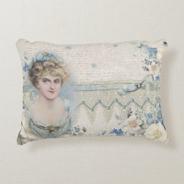 Shabby Chic Vintage Viktorianische Dame mit Blume Dekokissen