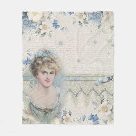 Shabby Chic Vintage Viktorianische Dame mit Blume Fleecedecke