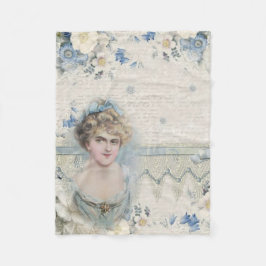 Shabby Chic Vintage Viktorianische Dame mit Blume Fleecedecke