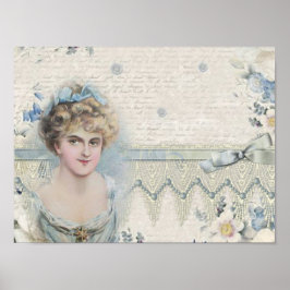 Shabby Chic Vintage Viktorianische Dame mit Blume Poster