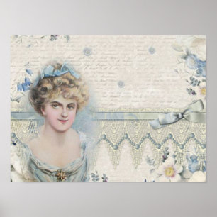 Shabby Chic Vintage Viktorianische Dame mit Blume Poster