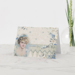 Shabby Chic Vintage viktorianische Dame mit Blumen Karte