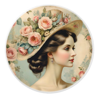 Shabby Chic Vintage viktorianische Frau Keramikknauf