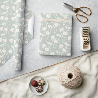 Shabby Chic Vintage Wildblumen - Salbeigrün Geschenkpapier