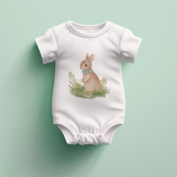 Shabby Chic Vintager Rabbit Baby Bodysuit