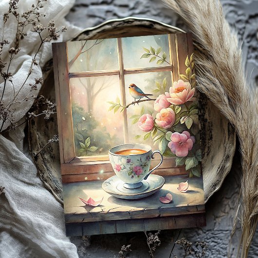 Shabby Chic Vintager Vogel Rosa Erdnuss Fenster Seidenpapier