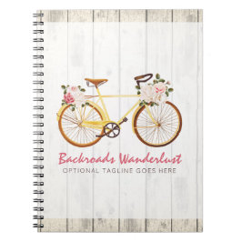 Shabby Chic Vintages Fahrrad auf Rustikal Holz Cus Notizblock