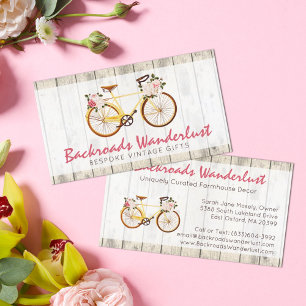 Shabby Chic Vintages Fahrrad auf Rustikal Holz Cus Visitenkarte