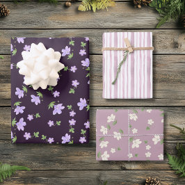Shabby Chic Violett Rosa Ditsy Floral Cottagecore  Geschenkpapier Set