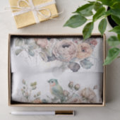Shabby Chic Vogel und Rose Papiertaschpapier Seidenpapier (Geschenk)