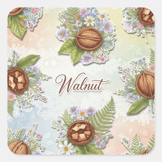 Shabby Chic. Walnut von Natasha Us Quadratischer Aufkleber (Vorderseite)