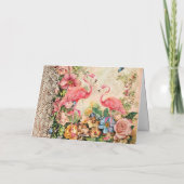 Shabby Chic Watercolor Flamingo Karte (Rückseite)