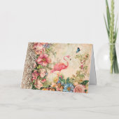 Shabby Chic Watercolor Flamingo Karte (Rückseite)