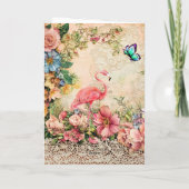 Shabby Chic Watercolor Flamingo Karte (Rückseite)