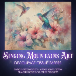 Shabby Chic Watercolor Hummingbirds Decoupage Seidenpapier