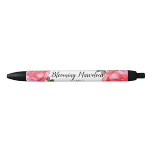 Shabby Chic Watercolor Pink Roses Blumendesign Kugelschreiber