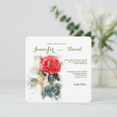 Shabby Chic Watercolor Rose Hochzeit Einladung (Stehend Vorderseite)