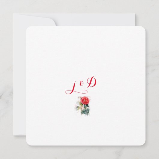 Shabby Chic Watercolor Rose Hochzeit Einladung (Rückseite)