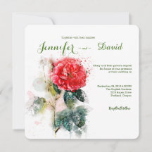 Shabby Chic Watercolor Rose Hochzeit Einladung