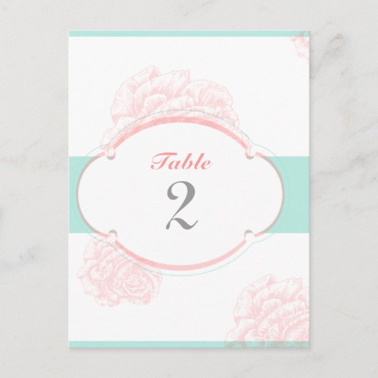 Shabby Chic Wedding Tischnummer Postkarte (Vorderseite)