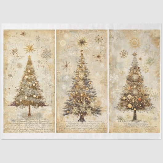 Shabby Chic Weihnachtsbaumen Cream AM1 Decoupage Seidenpapier (Vorderseite)