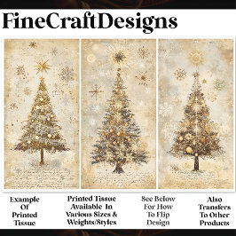 Shabby Chic Weihnachtsbaumen Cream AM1 Decoupage Seidenpapier