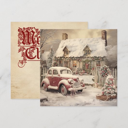 Shabby Chic Weihnachtskarte Feiertagskarte (Vorne/Hinten)