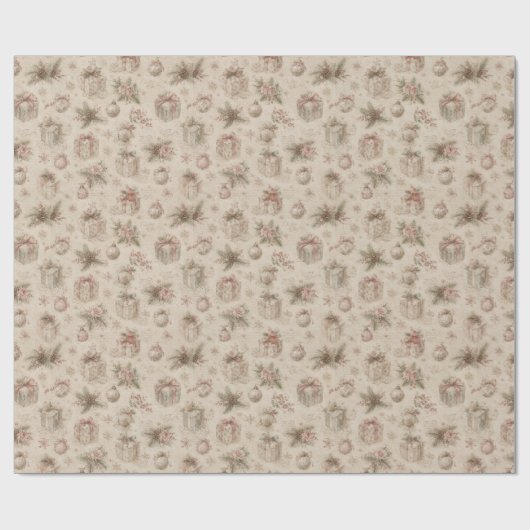 Shabby-Chic-Weihnachtspapier  Geschenkpapier (Flach)