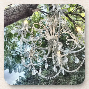 Shabby Chic-weißer Kristallleuchter Getränkeuntersetzer
