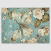 Shabby Chic, weißer Schmetterling und Rose zum Err