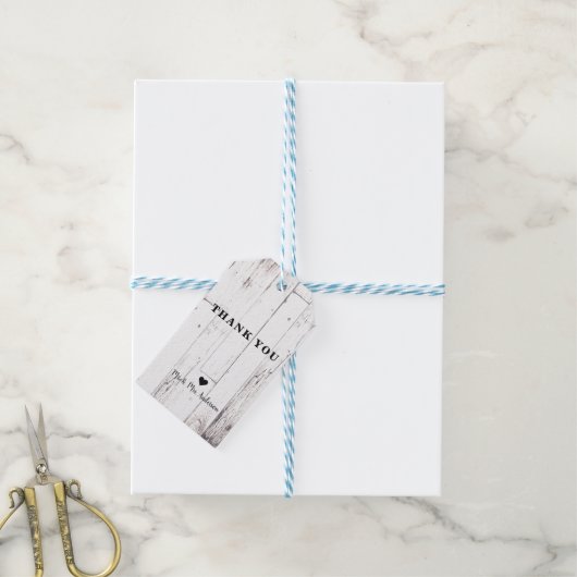 Shabby Chic Weißholz Rustikales Bauernhaus Stallge Geschenkanhänger (Mit Garn)